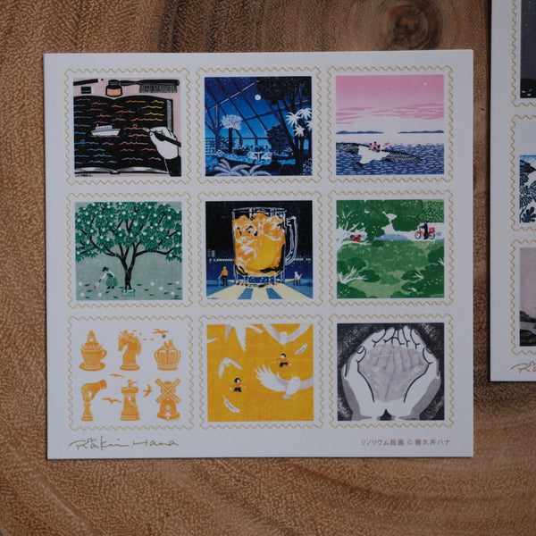 Rakui Hana Stamp Stickers, Linocut Prints #1