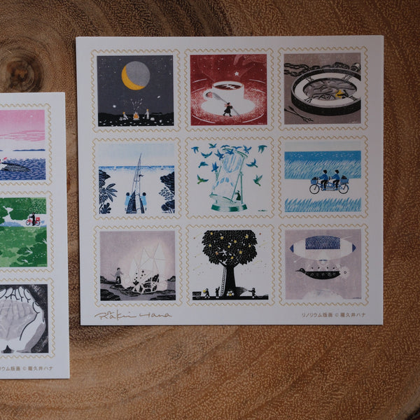 Rakui Hana Stamp Stickers, Linocut Prints #1
