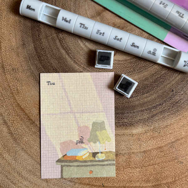 Shachihata allemore nototo10 stamps, week & time zone | 寫吉達油性迷你印章, 星期＆早晚