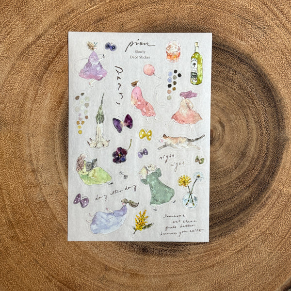 Pion washi sticker, mini girl | Pion和紙貼紙，迷你女孩