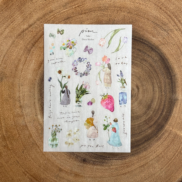 Pion washi sticker, mini girl | Pion和紙貼紙，迷你女孩