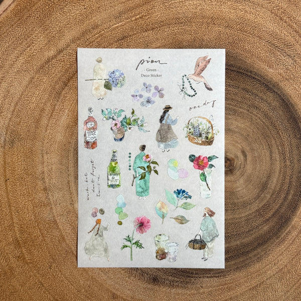 Pion washi sticker, mini girl | Pion和紙貼紙，迷你女孩