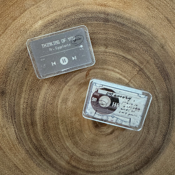 Mr. Eggplants Acrylic Clip, Vintage Tape | 茄子先生亞克力夾, 復古錄音帶