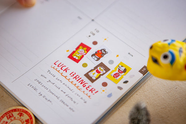 Pre-Order | Ours Sticker Label Roll, Little Lucky Friends | 漢克 x 庫巴標籤卷, 招福小隊