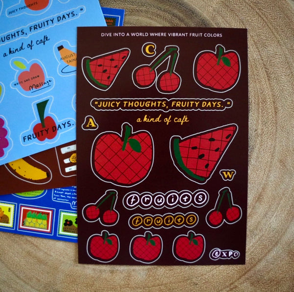 A Kind of Café Sticker, Juicy Thoughts Fruity Days | 什物貼紙, 水果主題