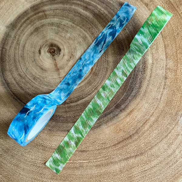 avocado mori Washi Tape, Grass and Wave | 森酪梨紙膠帶, 草與波