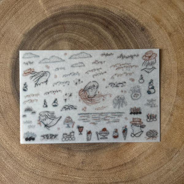 avocado mori Print-On Transfer Sticker, Summer Trip | 森酪梨轉印貼紙, 夏日小旅