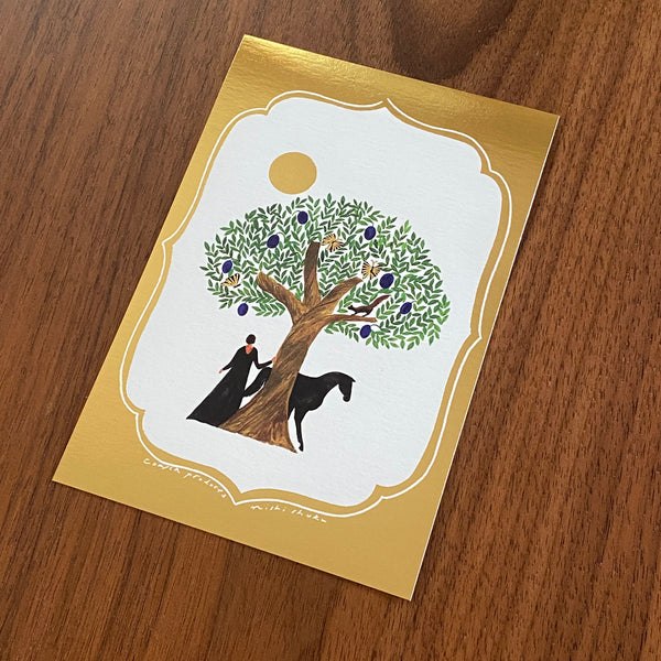Nishi Shuku Postcard, Gold Tree | 西淑明信片