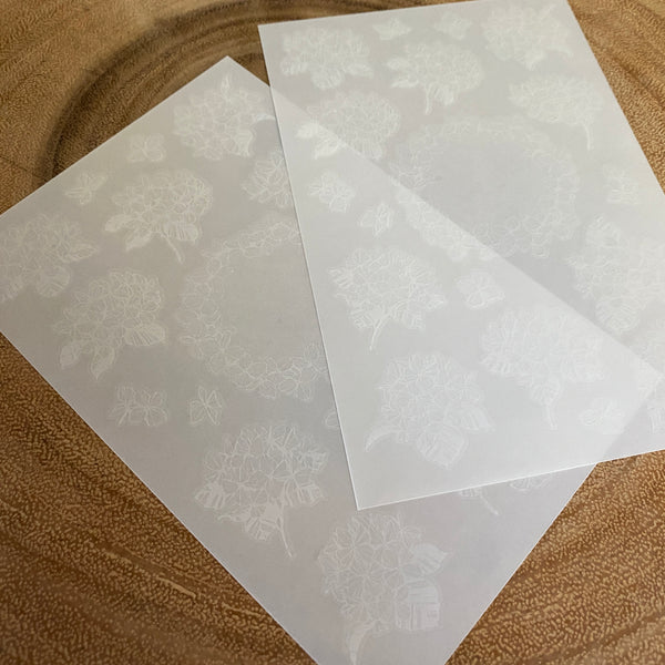 Modaizhi Print-On Transfer Sticker, Hydrangea | 默代誌, 繡球花白墨轉印貼紙