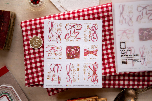 Ours Postage Stamps Sticker, Ribbon Bow | 漢克 x 庫巴郵票貼紙 蝴蝶結