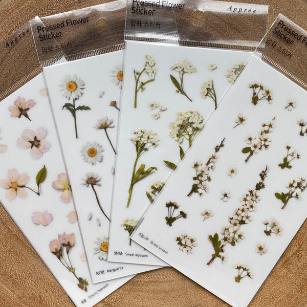 Appree Pressed Flower Sticker, White