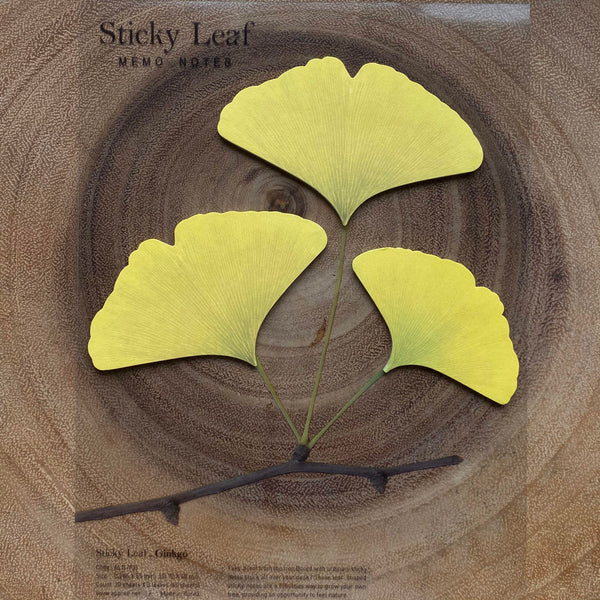 Appree Sticky Leaf Memo Notes, Yellow Gingko