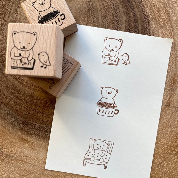 Evakaku Little Bear Stamp Set | 小島匠所 小熊日常印章組
