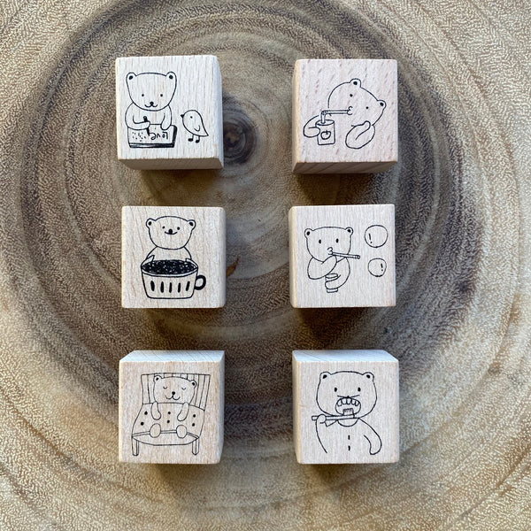 Evakaku Little Bear Stamp Set | 小島匠所 小熊日常印章組