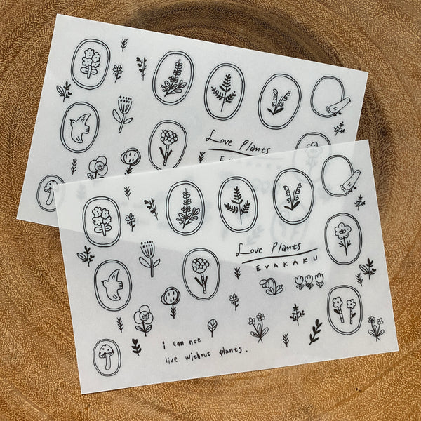 Evakaku Print-On Transfer Sticker, Love Plants | 小島匠所轉印貼紙