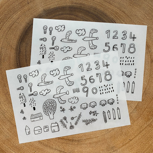 Evakaku Print-On Transfer Sticker, Sketching | 小島匠所轉印貼紙