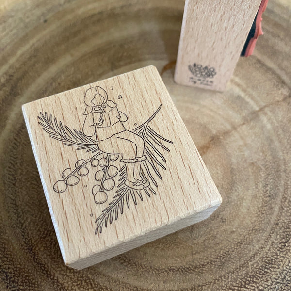 Ivy Snow Stamp, Girl and Flower | 森空印章