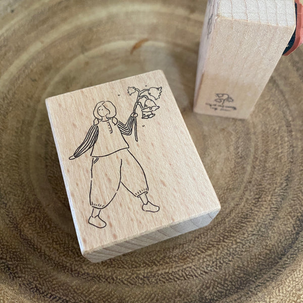 Ivy Snow Stamp, Girl and Flower | 森空印章