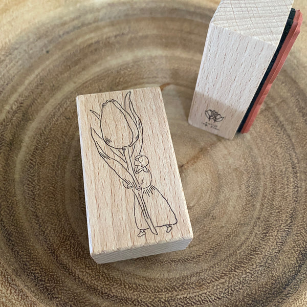 Ivy Snow Stamp, Girl and Flower | 森空印章