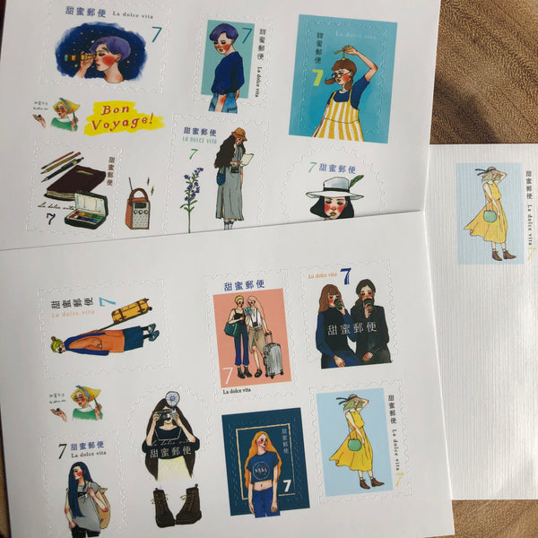 La Dolce Vita Stamp Sticker Sheets, Aurora | 甜蜜生活郵票貼紙, 寻找极光的旅程