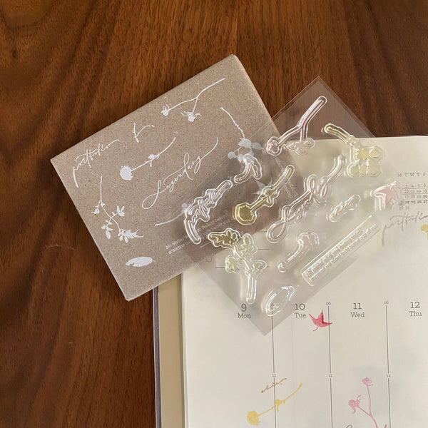 Mr. Eggplants Transparent Stamp, Twig & Flower | 茄子先生透明印章, 野草側影
