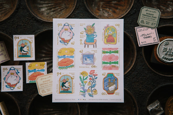 Ours Postage Stamps Sticker, Bedtime Story | 漢克 x 庫巴郵票貼紙 床邊故事