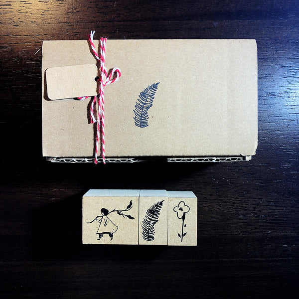 Yamadoro Girl/Leaf/Flower Stamp Set | 山泥泥 女孩/叶子/花 印章組