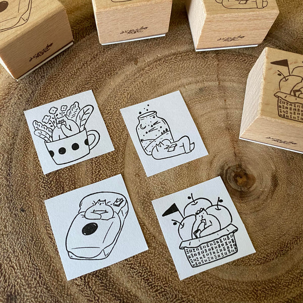 avocado mori Stamp Set, One Day of Cat | 森酪梨印章組, 貓的日日