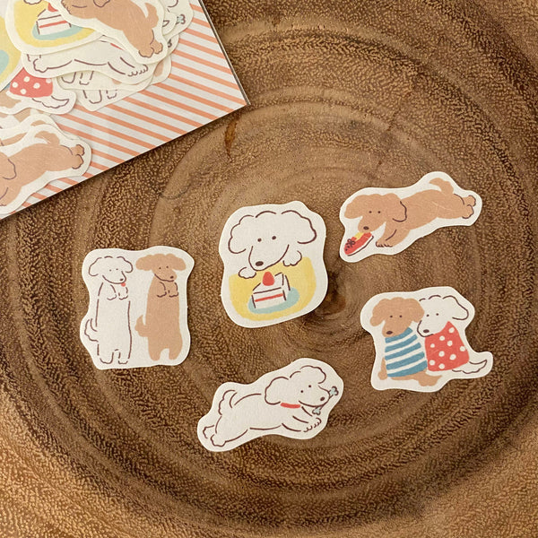 Furukawa Shiko Watashi Biyori Sticker Flakes, Dog or Cat | 古川紙工獨處時光貼紙包