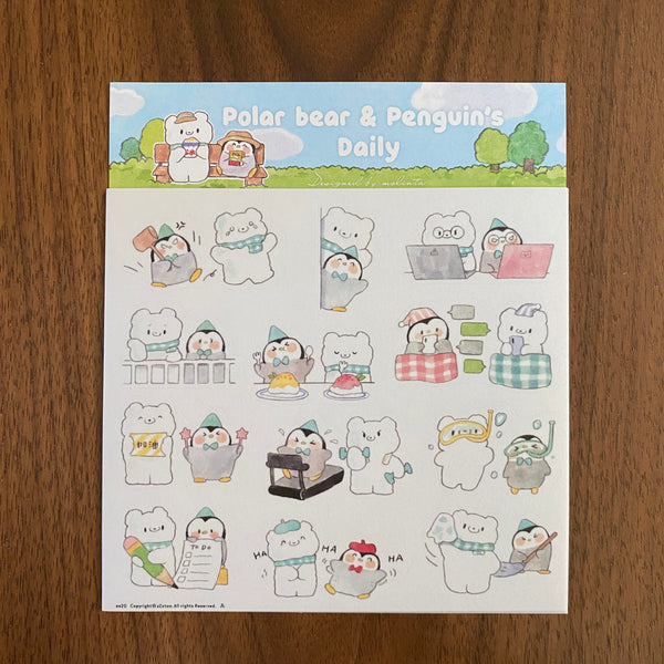 Molinta Sticker Pack, Polar Bear & Penguin's Daily | 卓大王貼紙包, 白熊企鵝的日常
