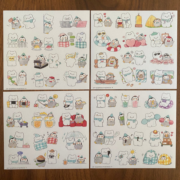 Molinta Sticker Pack, Polar Bear & Penguin's Daily | 卓大王貼紙包, 白熊企鵝的日常