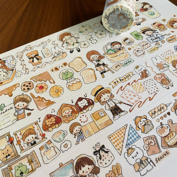 Molinta Washi Tape, Brown | 卓大王紙膠帶, 棕棕色調