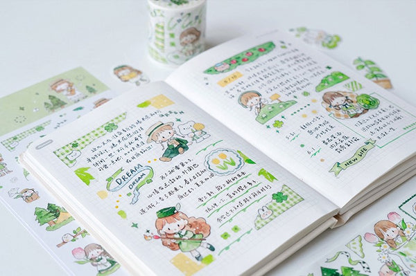 Molinta Washi Tape, Green | 卓大王紙膠帶, 青綠色調