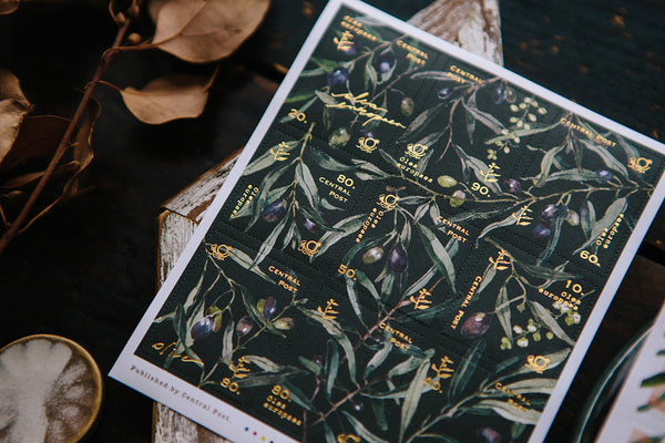 Ours Postage Stamps Sticker, Daily Florist Series, Olive Branches | 漢克 x 庫巴郵票貼紙 日常花房系列, 橄欖枝條