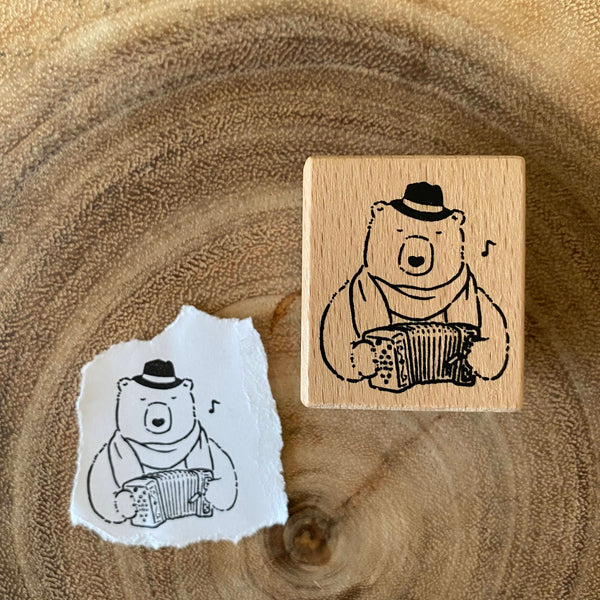 Tomatonasu Stamp, Musician Bear | 番茄子印章