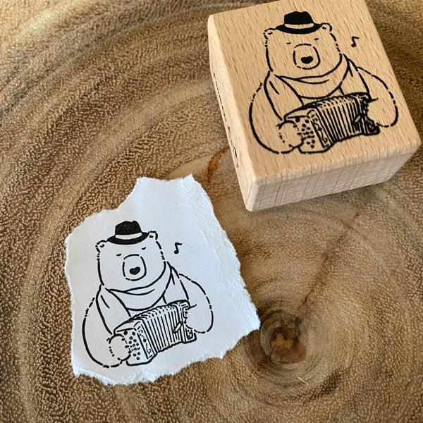 Tomatonasu Stamp, Musician Bear | 番茄子印章
